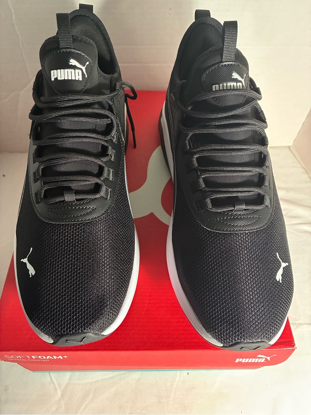 PUMA Men’s Amplifier Black White Sneakers Size 14 New With Box